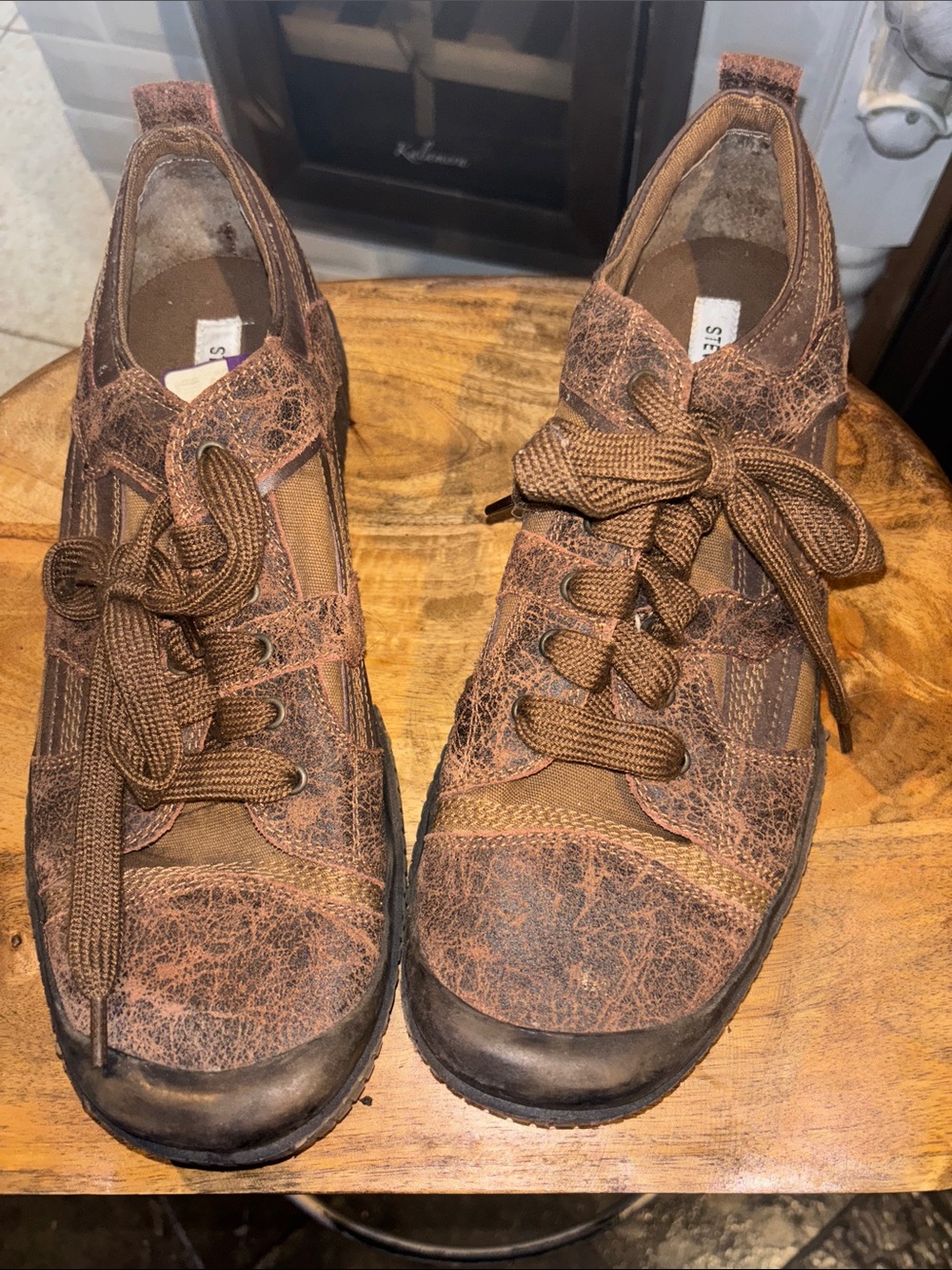 Steve Madden Distressed Brown Lace-Up Sneakers